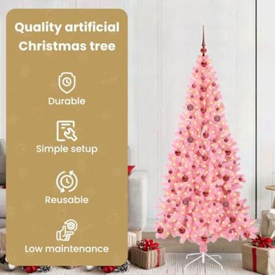 VidaXL Kerstboom met 300 led met standaard roze 210 cm pvc VidaXL Kerstboom met 300 led met standaard roze 210 cm pvc