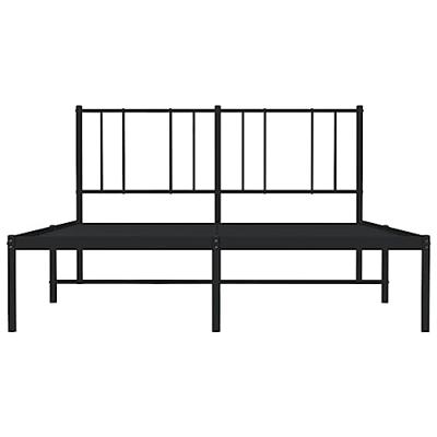 Bedframe met hoofdbord metaal zwart 120x200 cm