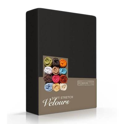 Romanette Hoeslaken Velours Zwart-80/90/100 x 200/210/220 cm