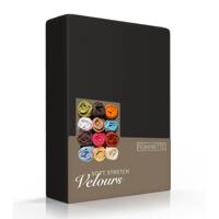 Romanette Hoeslaken Velours Zwart-80/90/100 x 200/210/220 cm - thumbnail