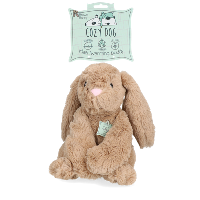 Cozy Dog Bunny Hondenknuffel - Puppy Knuffel met Hartslag - Hartslag knuffel voor hond - Hondenspeelgoed - Tegen Verlatingsangst (Taupe)