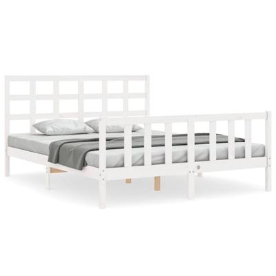 Bedframe zonder matras massief grenenhout wit 160x200 cm