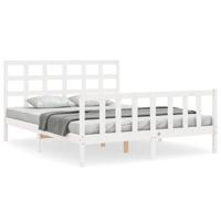 Bedframe zonder matras massief grenenhout wit 160x200 cm - thumbnail