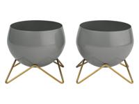 LIVARNO home Metalen bloempotten (klein grijs, set van 2) - thumbnail