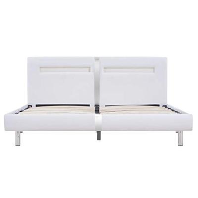 Bedframe met LED kunstleer wit 180x200 cm