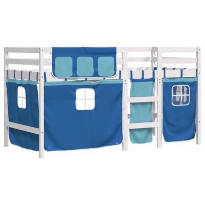 Kinderhoogslaper met gordijnen 80x200 cm grenenhout blauw - thumbnail