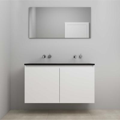 On-Line Badkamermeubelset - 120 cm - Voorgemonteerd - Greeploze Ladestructuur - Acryl Wastafel - zonder Kraangat - Spiegel - Hoogglans Wit - V01