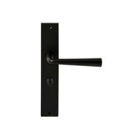 Hardbrass Deurkruk Mikonos op rechthoekig langschild WC63/8mm - zwart - thumbnail
