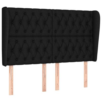 Hoofdbord met randen 163x23x118/128 cm stof zwart