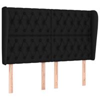 Hoofdbord met randen 163x23x118/128 cm stof zwart - thumbnail