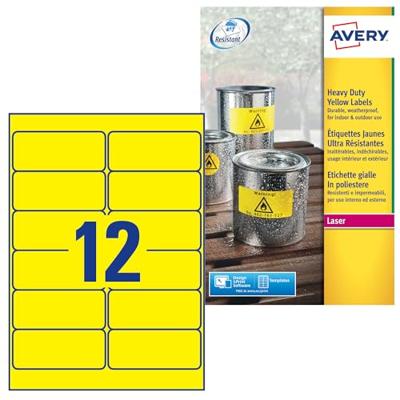 Avery-Zweckform L6107-20 Folie-etiketten 99.1 x 42.3 mm Polyester folie Geel 240 stuk(s) Permanent hechtend Laser (kleur), Laser (zwart/wit), Kopiëren (kleur),