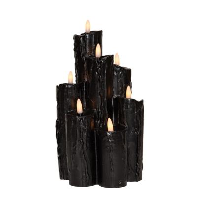 Anna&apos;s Collection LED druipkaars 3d flame set 25.5x15 cm zwart 7 stuks
