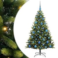 Kunstkerstboom met scharnier 150 LEDs Groen 150 cm PVC en PE - thumbnail