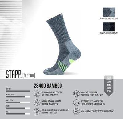 STAPP Wandelsokken Techno Bamboo Dark Grey Orange-43/46