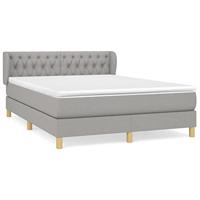 Boxspring met matras stof lichtgrijs 140x200 cm - thumbnail