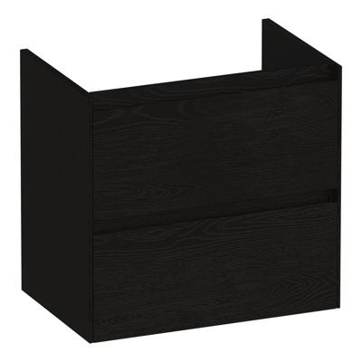 Brauer Inspire - Onderkast Ondiep - 60 cm - met 2 Softclose Lades Greeploos en 1 Sifon Uitsparing - Timber Black