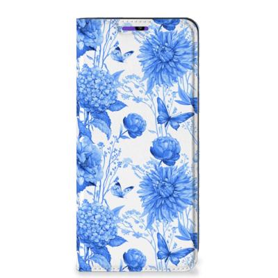 Smart Cover voor Samsung Galaxy A22 4G | M22 Flowers Blue Smart Cover voor Samsung Galaxy A22 4G | M22 Flowers Blue