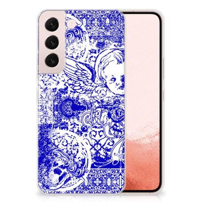 Silicone Back Case Samsung Galaxy S22 Angel Skull Blauw Silicone Back Case Samsung Galaxy S22 Angel Skull Blauw