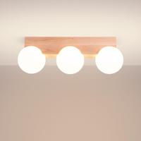 Plafondlamp BULBO 3 natuurlijk hout - thumbnail