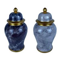 Tibor DKD Home Decor Porselein Blauw Gouden Marmer Modern 17 x 17 x 32 cm (2 Stuks) - thumbnail
