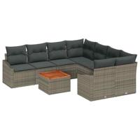 Tuinbankenset met opslag 9 pcs Grijs poly rattan - thumbnail