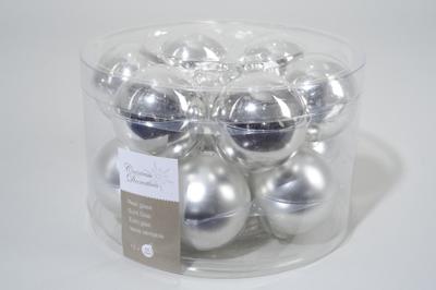 Decoris kerstballen Glas 12st zilver 5cm