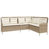 2-delige Loungeset met kussens poly rattan beige - thumbnail