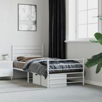 Bedframe met hoofd- en voeteneinde metaal wit 90x190 cm - thumbnail