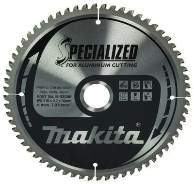 Makita Afkortzaagblad voor Aluminium | Specialized | Ø 216mm Asgat 30mm 64T - B-33299 - thumbnail