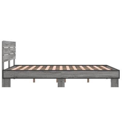Bedframe bewerkt hout metaal grijs sonoma eiken 140x190 cm