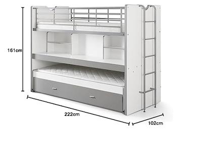 Vipack hoogslaper Bonny - zilverkleurig - 221,5x101,5x161 cm
