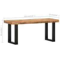 Bankje 110 cm massief ruw mangohout en staal - thumbnail