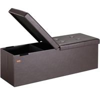 Opvouwbare Zitbank met opbergruimte en deksel - 115cm - Bruin - thumbnail