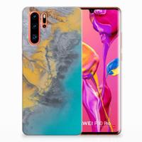 Huawei P30 Pro | TPU | Siliconen hoesje | Marble Blue Gold - thumbnail