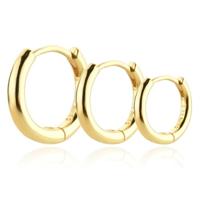 Elenza .925 Zilveren Oorringen met Gouden Plating Drie stuks - 6mm, 8mm, 10mm - thumbnail