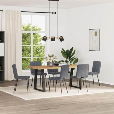 Eetkamerstoelen 6 st fluweel donkergrijs