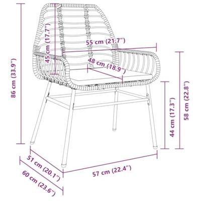 Tuinstoelen 2 st met kussens poly rattan zwart - thumbnail
