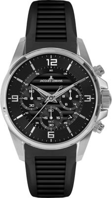 Jacques Lemans horlogeband 1-1672 / 1-1672D / 1-1672A / 1-1672B Rubber Zwart 22mm