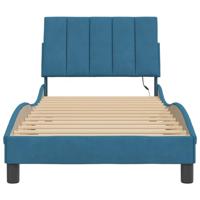 Bedframe met LED zonder matras "Hanko" fluweel blauw 80x200 cm - thumbnail