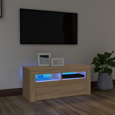 Tv-meubel met LED-verlichting 90x35x40 cm sonoma eikenkleurig