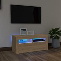 Tv-meubel met LED-verlichting 90x35x40 cm sonoma eikenkleurig - thumbnail