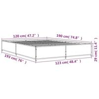 Bedframe bewerkt hout metaal gerookt eikenkleurig 120x190 cm - thumbnail