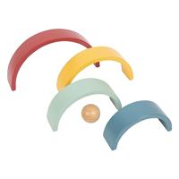 Small Foot houten regenboog bouw bogen met bal, - thumbnail