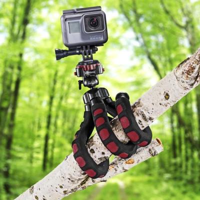 Mantona kaleido Flex 21402 Flex Statief met hoogwaardige 360° kogelkop, geschikt voor digitale en videocamera's, smartphones en actiecamera's, sundown rood