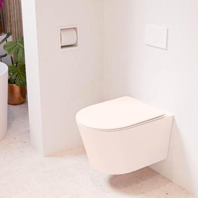 MONDIAZ LAVIE hangend toilet single fire rimless diepspoel Rosee, Toiletzitting met quick-release & softclose Rosee
