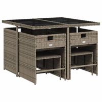 9-delige Tuinset met kussens poly rattan grijs - thumbnail