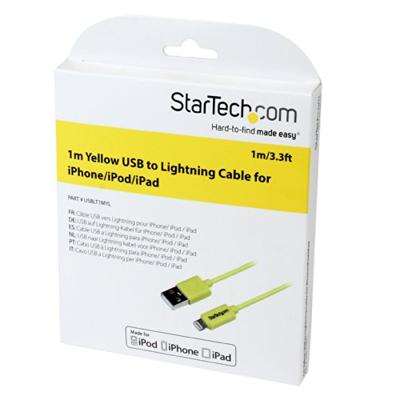 StarTech.com USB-kabel voor Apple Lightning naar USB, voor iPhone, iPod, iPad, 1 m, geel (USBLT1MYL)