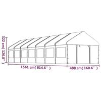 Prieel met dak 15,61x4,08x3,22 m polyetheen wit - thumbnail