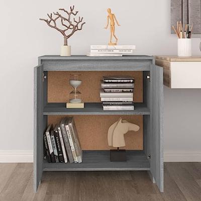 Dressoir 70x41x75 cm bewerkt hout grijs sonoma eikenkleurig