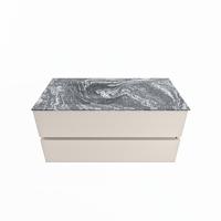 MONDIAZ VICA-DLUX 100cm badmeubel onderkast Linen 2 lades. Inbouw wastafel CLOUD links zonder kraangat, kleur Lava. - thumbnail